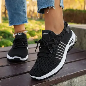 Women's Breathable - Sneakers with Stability - / Grey Solid Color Lace-Up Walking Running Gym Shoes, Cushioned PVC Sole & Mesh Upper for Outdoor, Commute, Casual Wear - Minimalist Versatile Athletic Footwear