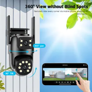 2k Security Camera Outdoor, Pan-Tilt Camera with 360° View, Motion Tracking, 2.4 WiFi 2-Way Audio, Weatherproof, Free Person/motion Detection