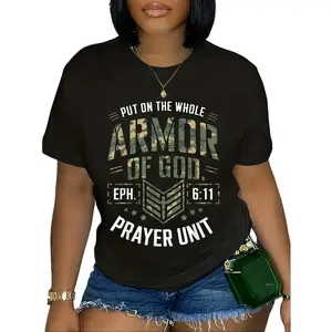 Cotton Vintage Camo Armor Of God Christian Religious Short-Sleeve Cargo T-Shirt, Smooth, Soft, Stylish Sports Top for Outdoor Activities