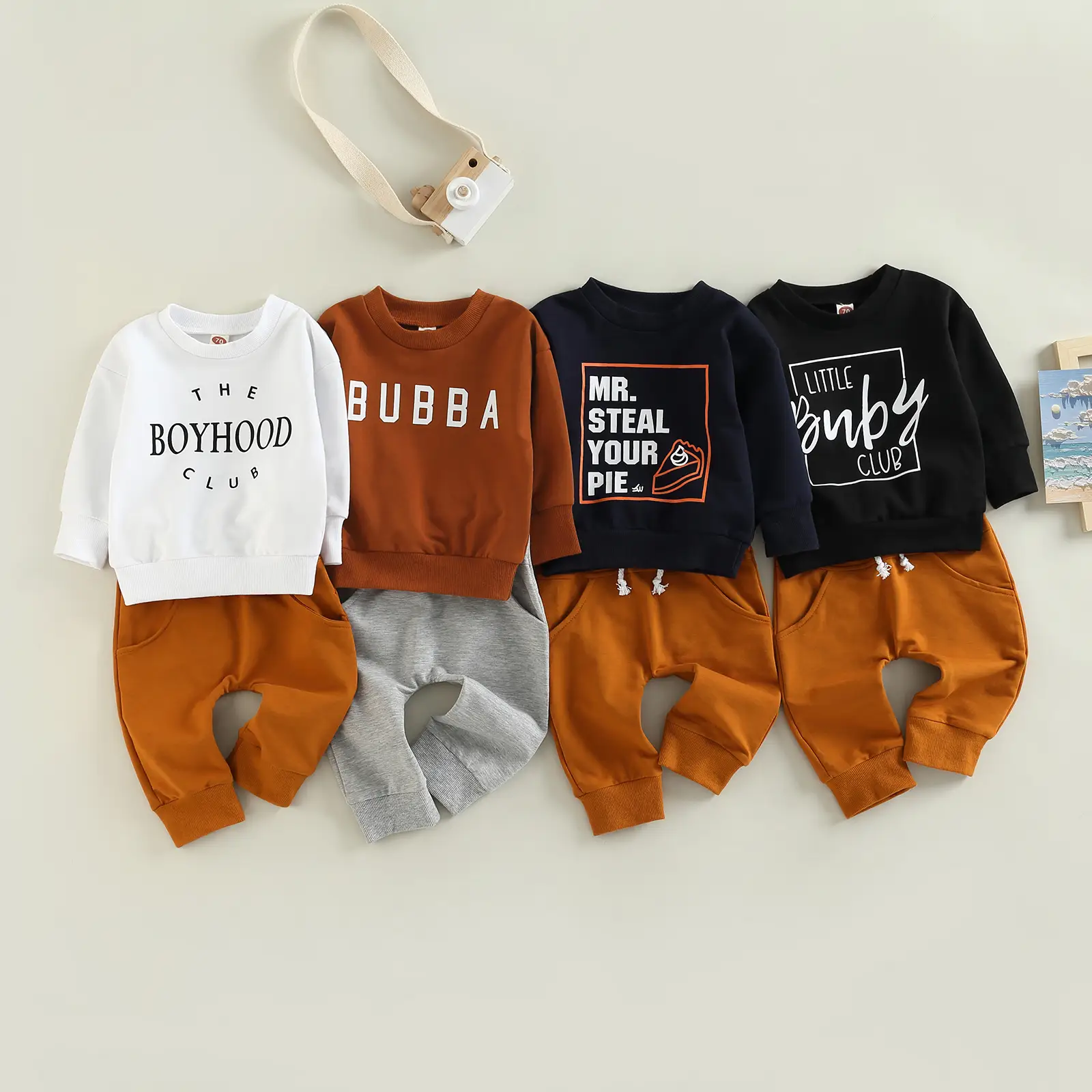 Toddler Baby Boy Clothes Set Letter Print Long Sleeve Crewneck Sweatshirt Tops Pants Set 2Pcs Fall Winter Outfits