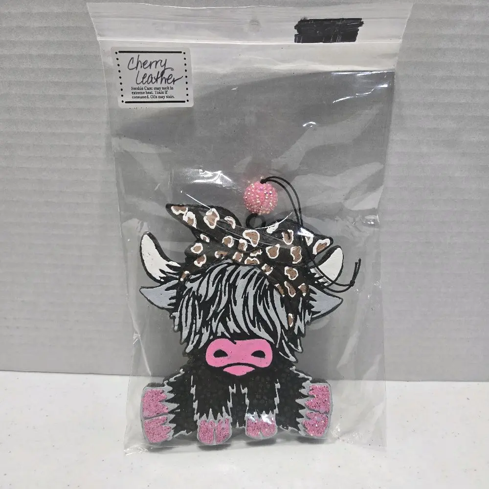 Freshies Air Freshener Cute Cow Cherry Leather Scented Car Home Closet