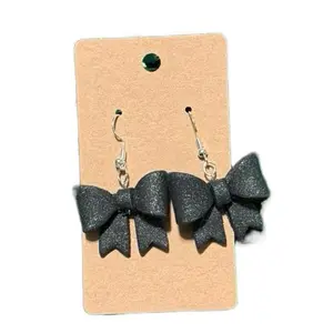 Clay Bow Earrings - Pink Bow Design with Decorative Bow Accents, Elegant and Stylish Accessory
