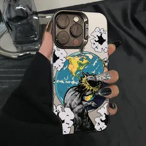 Juses Thorn Crowned Figure & Earth Phone Case - Edgy Christian Streetwear Protective Cover for iPhone 17 16 Pro Max 15 Plus 14 13 12 11 Air & Samsung Galaxy S26 S25 S24 S23 S22 S21 Ultra Plus  #YGCYKYS123