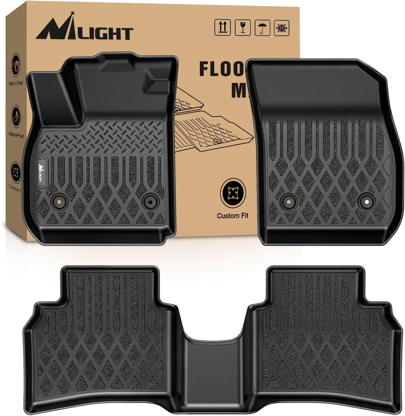 Nilight Custom-Fit Anti-Skid Car Floor Mats for Buick Envision 2021-2025, All-Weather Heavy-Duty Synthetic Solid TPE Floor Liners, Automotive Interior Protector Car Accessories