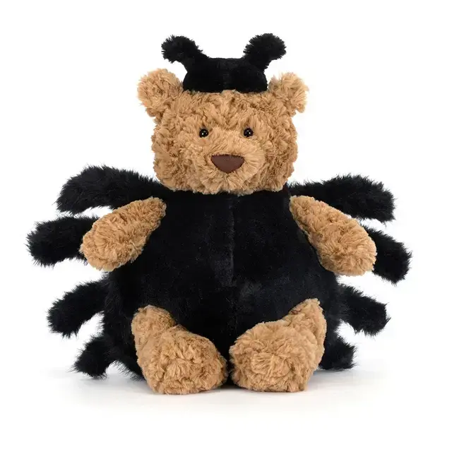 Jellycat Bartholomew Bear Halloween Spider Plush Toy – Adorable Teddy Bear with Black Spider Outfit, Soft Cuddly Spooky Season Collectible Gift
