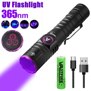 High-Intensity 15W UV Blacklight Flashlight - 365nm, 3x LED | Rechargeable with USB-C & 18650 Battery for Invisible Ink, Resin Curing & Pet Stain Detection