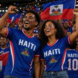Custom Haiti Soccer Shirt, Blue Red White Athletic Tee, Personalized Football Jersey, Haitian Fan Apparel, Custom Name Number, Gift for Him W1F