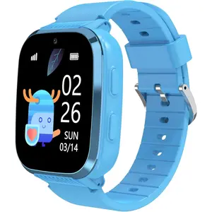4G Durable Digital Smart Wristwatch for Boys (Age 5-12) - GPS Tracker, Video Calling, SOS Text, Camera, Pedometer, Alarm Clock, Blue Wearable Device, Birthday Gift