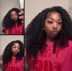 BADDIEZINC Burmese Curly Wig - 13x4 Transparent Lace, 250% Density, Pre-Plucked & Pre-Bleached Raw Human Hair (18"-26")"