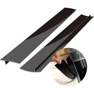 Stove Counter Gap Cover 21" by , Easy Clean Gap Filler Sealing Spills Between Kitchen Counter, Appliances,Stovetop, Oven, Washing Machine, Washer, Dryer Set of 2 (Black)
