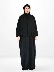 One-Piece Prayer Set Dress & Abaya with attached Hijab - Textured muslim clothing