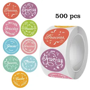 500pcs Macaron Color Thank You Stickers, Round Label, DIY Packaging Labels for Baking Drinks, Reward Children and Valentine's Day Gifts
