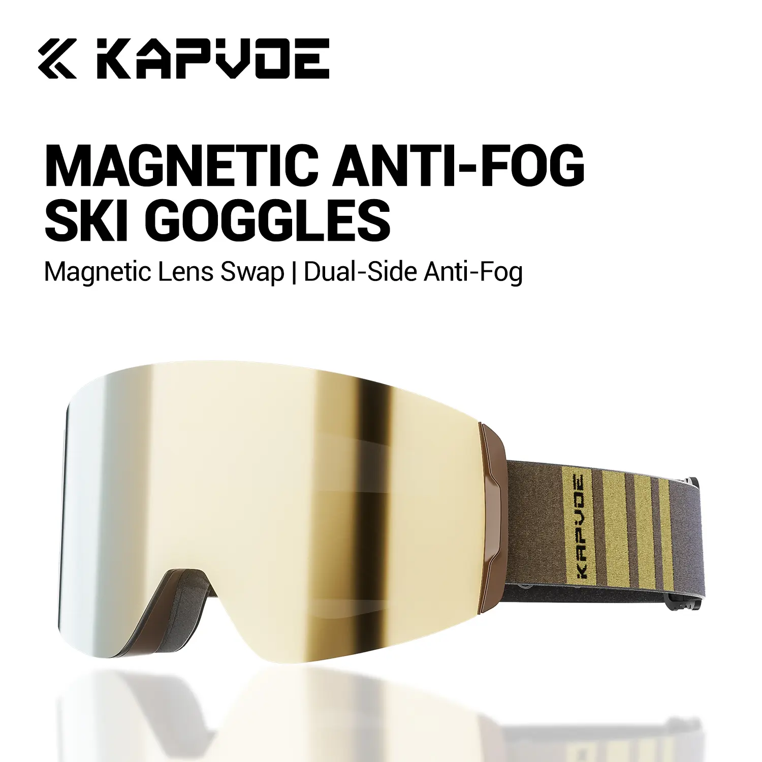 Kapvoe OTG Magnetic Outdoor Goggles for Adults, Double-Layer Anti-Fog Lens, UV400 Shield, Adjustable Strap, Helmet Compatible Windproof Ski Gear, Face & Eye Protection Ski-Snowboard Eyewear for Men-Women, Windproof Ski Goggles