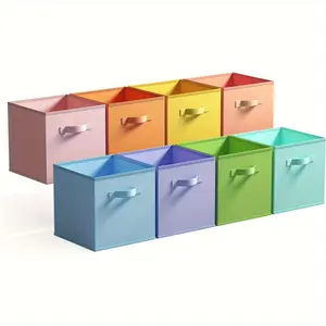 New Cube Storage Bins 8 Pack Storage Cube Bins Toy Bins for Kids Organizer 11 Inch Colored Storage Cube Organizer Kids Storage Collapsible Storage Baskets for Kids Room Shelves Colour Boxes