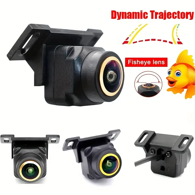 Dynamic Trajectory HD Reverse Backup Camera Rearview Camera 170° Fisheye CCD Lens Full Color Night Vision Wide Angle Car Rear View Universal Camera with Smart Steering Guide Lines for SUV Pickup Camper Tractor Van Truck RV