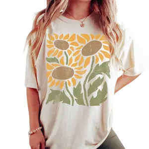 Retro Flower Shirt, Vintage Sunflower T-Shirt, Wildflowers TShirt, Boho Tee, Botanical Shirt, Sunflower Lover Gifts For Her