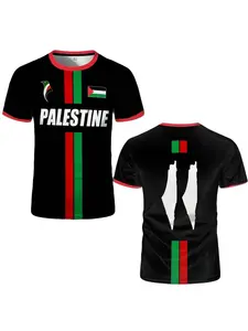 Palestinian World Cup Lightweight Jersey, Breathable Quick-Dry Fabric, Casual Short Sleeve T-Shirt for Football Training and Running