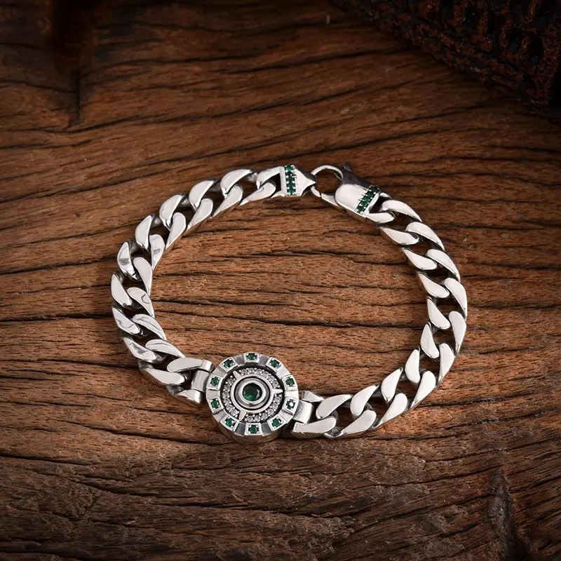 New men's diamond-encrusted bracelet, punk style, innovative and fashionable, personalized steel heart bracelet