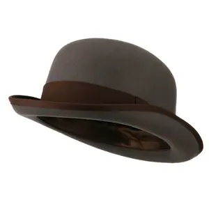 Men's Felt Bowler Hat with Ribbon Trim