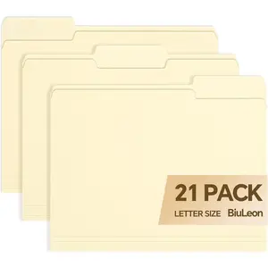 File Folders,21 Pack Manilla Folders 8.5x11,1/3 Cut Tabs Manila File Folders Letter Size for Easy Labeling and Organization,Vanilla Folders Great for Documents Home School Classroom Office Supplies