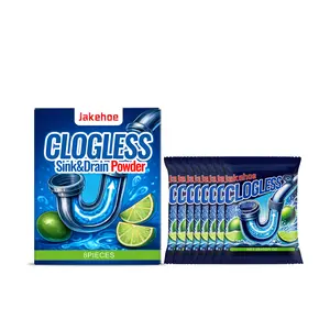 Jakehoe Clogless Sink & Drain Powder - 8 Pieces Clog Remover & Dissolver for Kitchen Sinks Drains & Bathroom Pipes