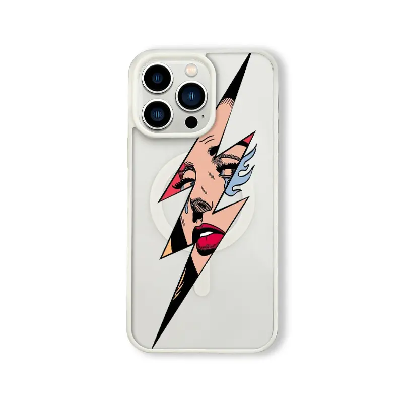 Luxury Phone Case, Lightning Face, For iPhone 16 15 Pro Max 14 13 12 11 Xr Xs, Transparent TPU Bumper with Pumpkin Bat Moon Design, MagSafe Compatible, Shockproof Protective Cover, Gift for Kids & Teens