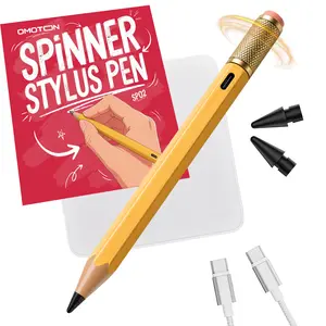 OMOTON SP02 Fidget Spinner Stylus Pen for Apple iPad 2018-2026, Pencil Shaped with Tilt Sensitivity & Palm Rejection, Long Battery, Compatible with iPad Pro/Air/Mini 5/6-Yellow