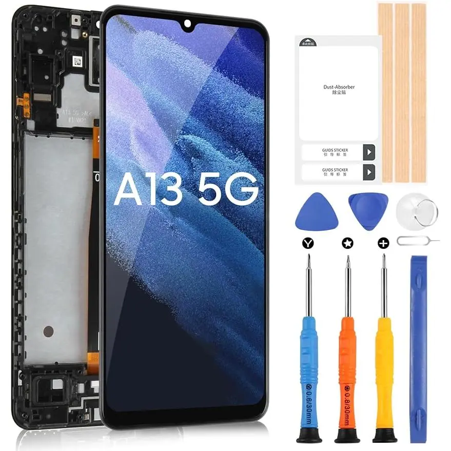 for Samsung Galaxy A13 5G Screen Replacement with Frame LCD Display for Samsung a13 a136u 6.5 inch Screen Replacement kit s136dl a136a a136w Touch Screen digitizer with Repair Part Tools