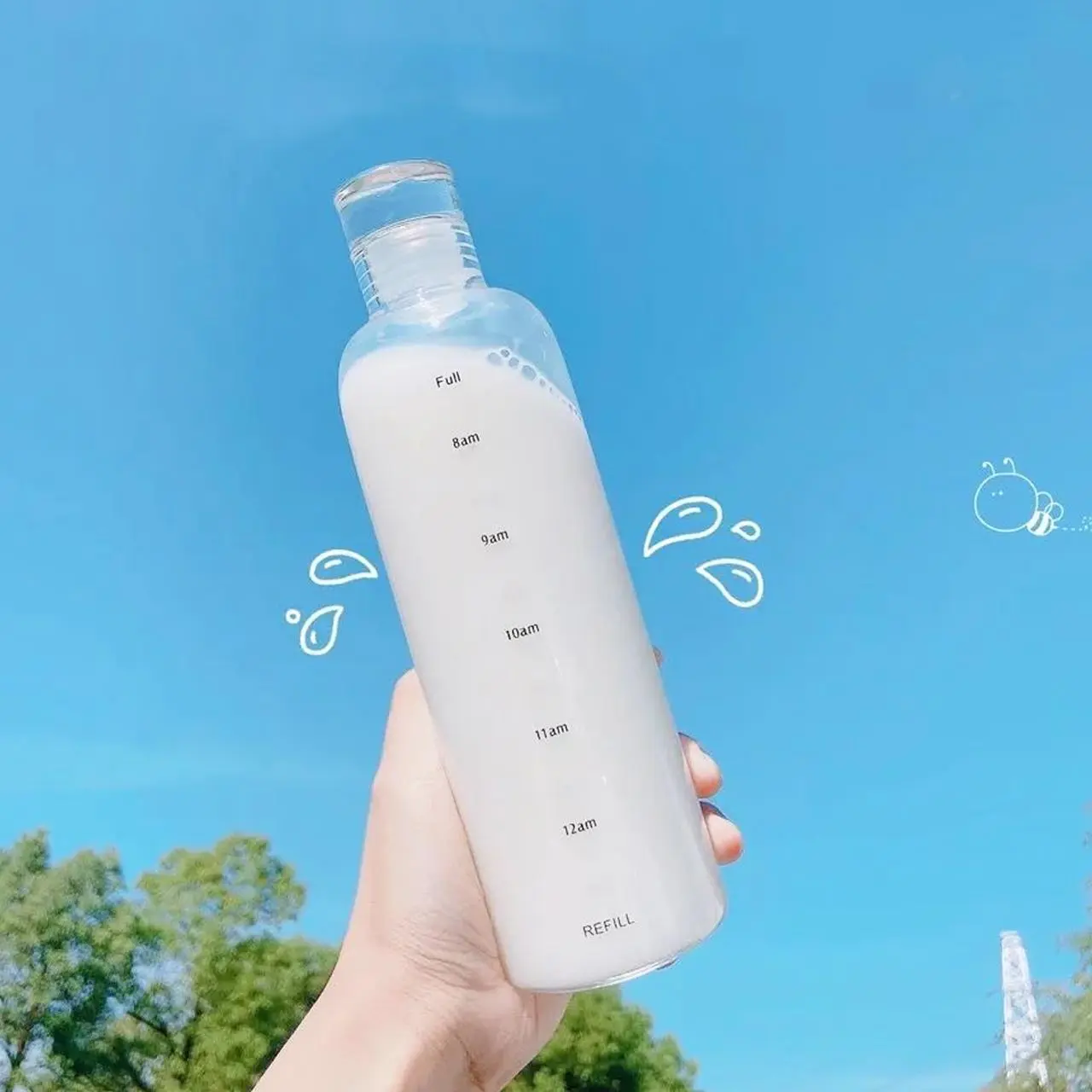 700ML Large Capacity Time Scale Cup, Transparent Clear Leak-Proof Sports Travel Water Bottle, Portable Juice and Drink Cup, Drinkware for Men and Women
