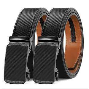 Men's Genuine Leather Belt 2 Pack - Men's Ratchet Belt Leather 1 3/8" for Dress Pant - Micro Adjustable Belt Fit Everywhere