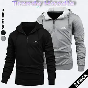 2-Pack Men's Hooded Casual Sports Sweatshirt Fitness Outdoor Running Sweatshirt Reflective Print Comfortable Fabric Hoodies