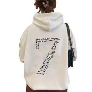Kpop Concert Hoodie, Number 7 Handwriting Aesthetic Oversized Pullover, Stadium Outfit 2026, Unisex White Streetwear Sweatshirt