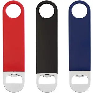 3 Pack Bottle Openers, Stainless Steel Flat Bottle Opener with Exquisite Packaging, for Kitchen, Bar or Restaurant 7 inches Red, Black, Blue