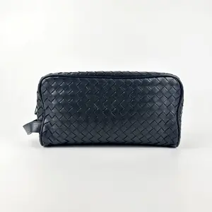 Pre-owned Bottega Veneta Leather Clutches & Wristlets Intrecciato Black Calfskin Clutch,Sku:SH009