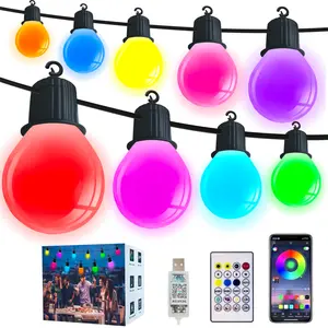 G40 Outdoor String Lights (25 Rgbw Edison Bulbs), APP & Remote Control, 213 Scene Modes, Ip66 Waterproof, USB Powered, Garden/patio/party/halloween/xmas Decorations