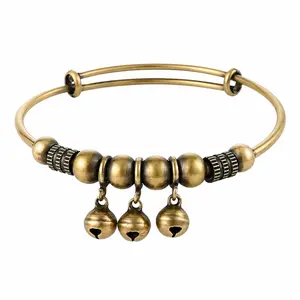 Vintage Geometric Bell Bracelet, Adjustable Push-Pull Stress Relief Wrist Accessory, Retro Style Wealth Good Fortune Blessing Bangle for Daily Wear tiktokshopspringglowup