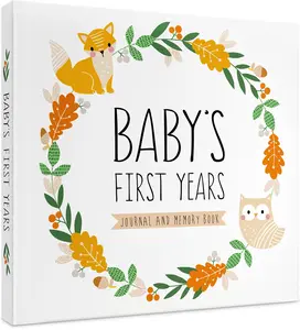 Baby Journal Memory Book for Boys or Girls - Baby Scrapbook Album for First 5 Years - Gender Neutral Baby Milestone Book - Keepsake for Baby Photos, Hardcover, Forest Dreams
