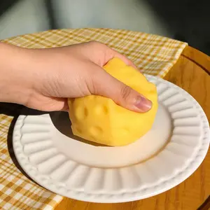Cute Yellow Cheese Squishy 6cm – Soft Moldable Squeeze Fidget Toy Stress Relief 2/4 Pack slow bounce stress relief toy