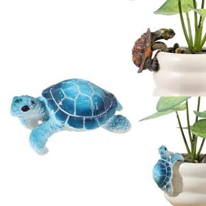 Blue Climbing Turtle Plant Decor, Resin Hanging Turtle Statue, Cute Garden Ornament, Flower Pot Decoration, Outdoor Patio Accessory