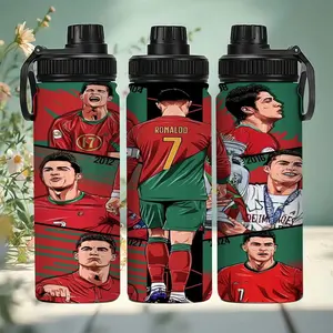 1pc 20oz Stainless Steel Insulated Water Bottle, Cristiano Ronaldo's Portugal National Team Themed Sports Water Bottle, Leakproof Insulated Hydration Tumbler, with handle and leak-proof lid, suitable for various occasions, personalized gift