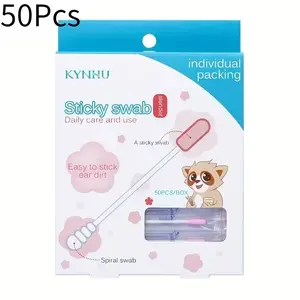 50 Pack Ear Cleaning Swabs, Disposable Ear Canal Cleansing Sticks, Portable Home Use Cotton Swabs, Daily Ear Care Tool