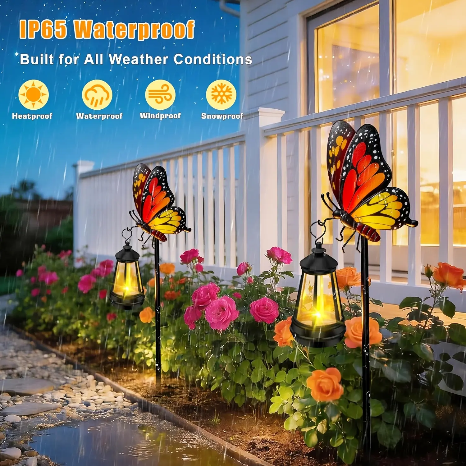 2 or 1 Pace Solar Outdoor Lights Garden Butterfly Decor   Halloween Decorative Gift 4th Of July 250th Anniversary Decoration Christmas Gift for Women Mom Metal Decor Lights for Yard Art Outside Patio Porch Lawn Pond IP65  Festive Colorful Decorative Light