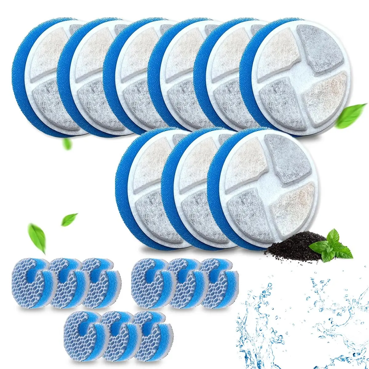 9/16PCS Cat Water Fountain Filters, Stainless Steel Pet Drinking Dispender Replacement Filters, Multi-Stage Filtration System