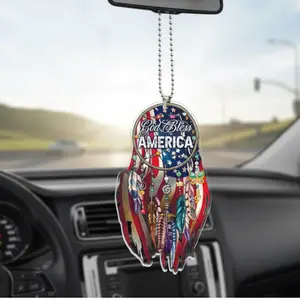 American Flag Eagle Dream Catcher Car Ornament: Patriotic 4th of July Gift