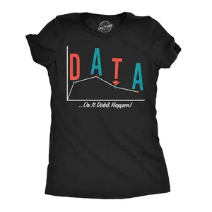 Womens Funny T Shirts Data Or It Didnt Happen Sarcastic Science Graphic Novelty Tee For Ladies Funny Womens T Shirts Cute Vintage Fashion Casual Ladies T-Shirt Gift Nerd Tops for Women Funny Science Top Women's Black -