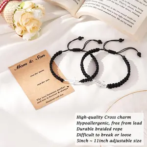 Matching Cross To My Son Bracelet from Mom,Easter Christmas Birthday Mother's Day Gifts,Gifts for Mother Son