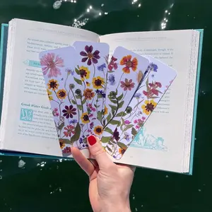 Pack of 4 FloralBookmarks - Pressed Flowers | Glittery Pearl | Cute Plant Lover Bookmarks | Book Club Gifts