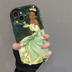 Princess Tiana Frog Prince Cream Phone Case - Suitable for Apple iPhone 17 Air 16 15 14 13 12 11 Pro Max Plus - Cartoon Style, Excellent Protection, Drop-Resistant