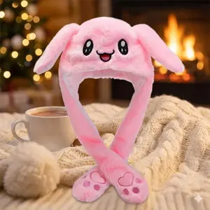 Cartoon Animal Ear Knit Hat, Winter Warm Face Mask Beanie, Unisex for Kids and Adults, Festive Style Thickened Windproof Wool Earflap Cap, Versatile Fall Winter Knit Hat, Matching Couple Bestie Set, Bonnet With Bunny Ears, Cute Beanie Hat