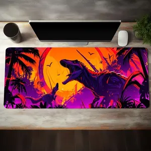 Jurassic Tyrannosaurus Pattern Mouse Pad, Rectangle Gaming Mouse Pad, Decorative Non-Slip Rubber Base Stitched Edge Desk Pad For Home Office Desk, Gaming Room Accessories